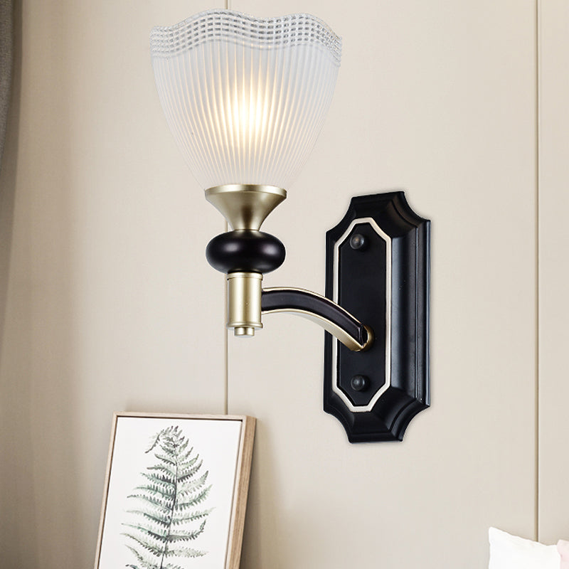 Skørter | Traditionalism Blossom Wall Light 1/2 Lamps Prisms White Glass Wall Sconces Lamp in Black