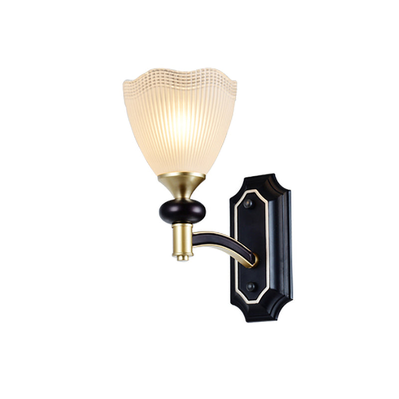 Skørter | Traditionalism Blossom Wall Light 1/2 Lamps Prisms White Glass Wall Sconces Lamp in Black