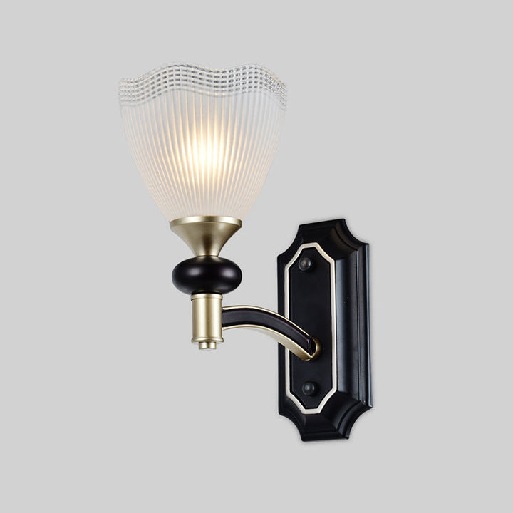 Skørter | Traditionalism Blossom Wall Light 1/2 Lamps Prisms White Glass Wall Sconces Lamp in Black