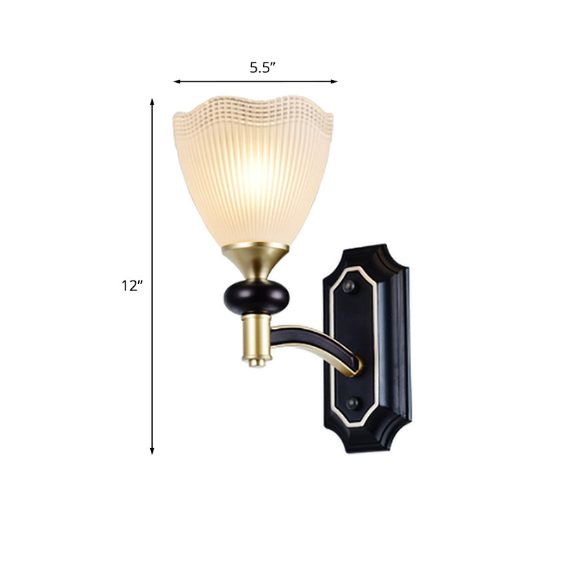Skørter | Traditionalism Blossom Wall Light 1/2 Lamps Prisms White Glass Wall Sconces Lamp in Black