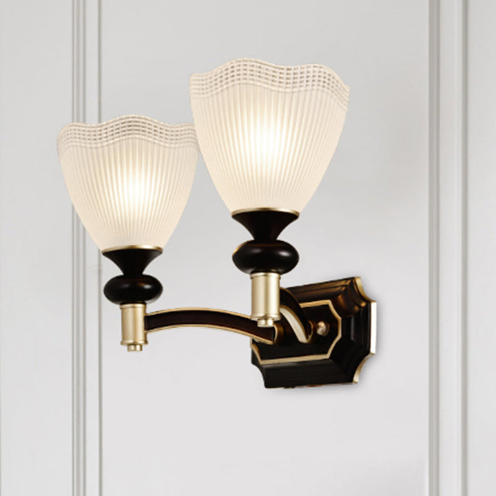 Skørter | Traditionalism Blossom Wall Light 1/2 Lamps Prisms White Glass Wall Sconces Lamp in Black