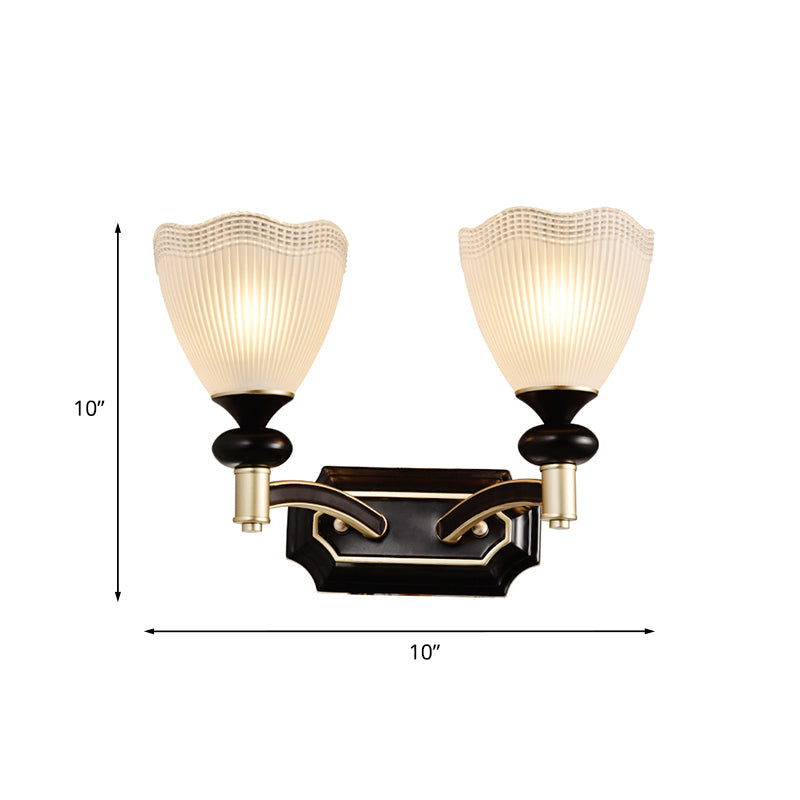 Skørter | Traditionalism Blossom Wall Light 1/2 Lamps Prisms White Glass Wall Sconces Lamp in Black