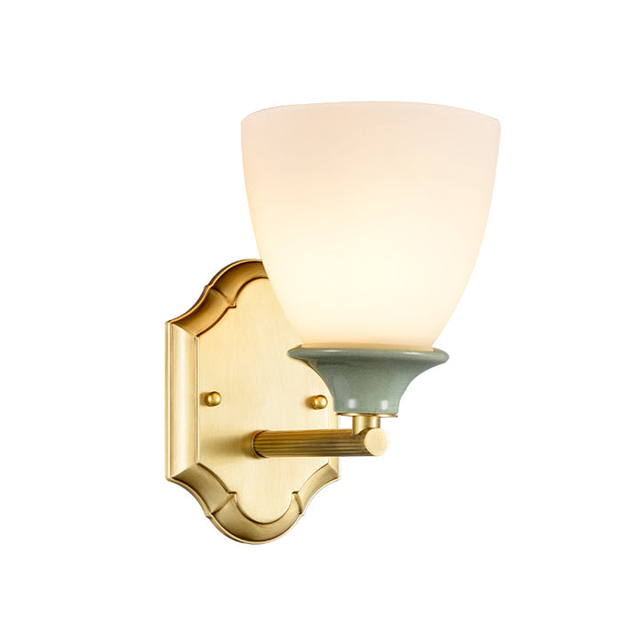 Skørter | Cream Glass Gold Wall Lamp Bud 1 Bulb Traditional Wall Lighting with Straight Arm