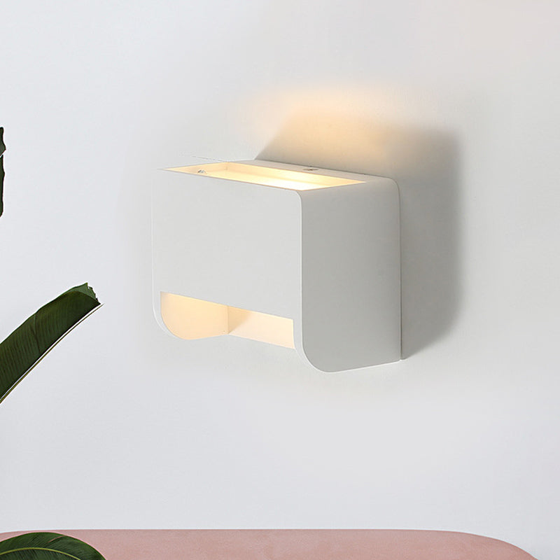 Lisslune | Minimalist Box Shape Wall Light Plaster 1-Light Bedroom LED Wall Light in White