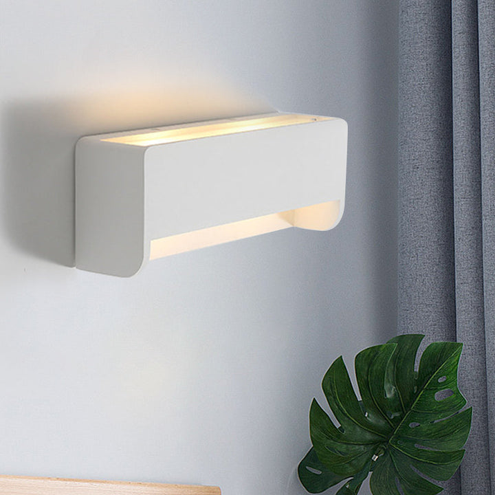 Lisslune | 1-Bulb Nightstand LED Wall Lighting Modernism White Finish Wall Lamp with Rectangular Gypsum Shade
