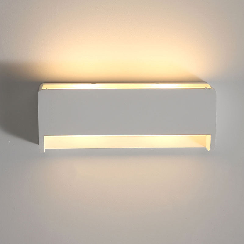 Lisslune | 1-Bulb Nightstand LED Wall Lighting Modernism White Finish Wall Lamp with Rectangular Gypsum Shade
