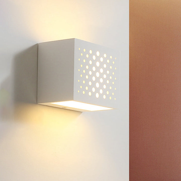Lisslune | White Laser-Cut Box Shaped Wall Light Sconces Modernism 1 Head Plaster LED Wall Lamp