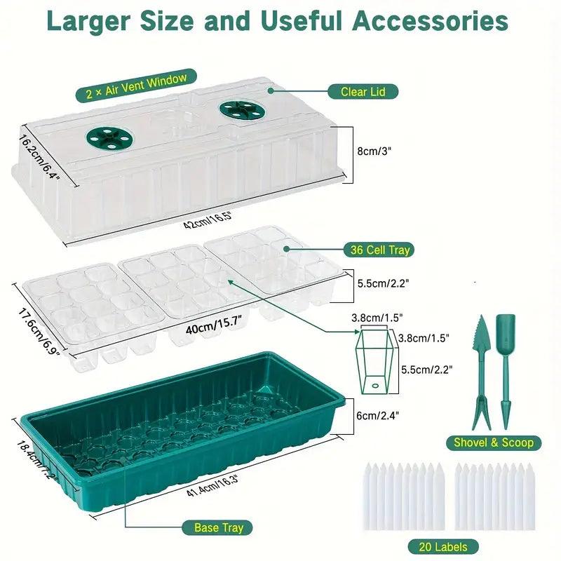 Lisslune | Indoor Seed Starter Kit with LED Grow Light & Adjustable Humidity Dome – 36-Cell Tray for Home Gardening