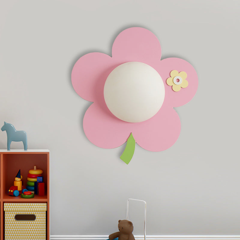 Skørter | Flower Wall Light Wall Lamp Cartoon Wood 1-Light Pink Finish LED Wall Mount Lamp Fixture