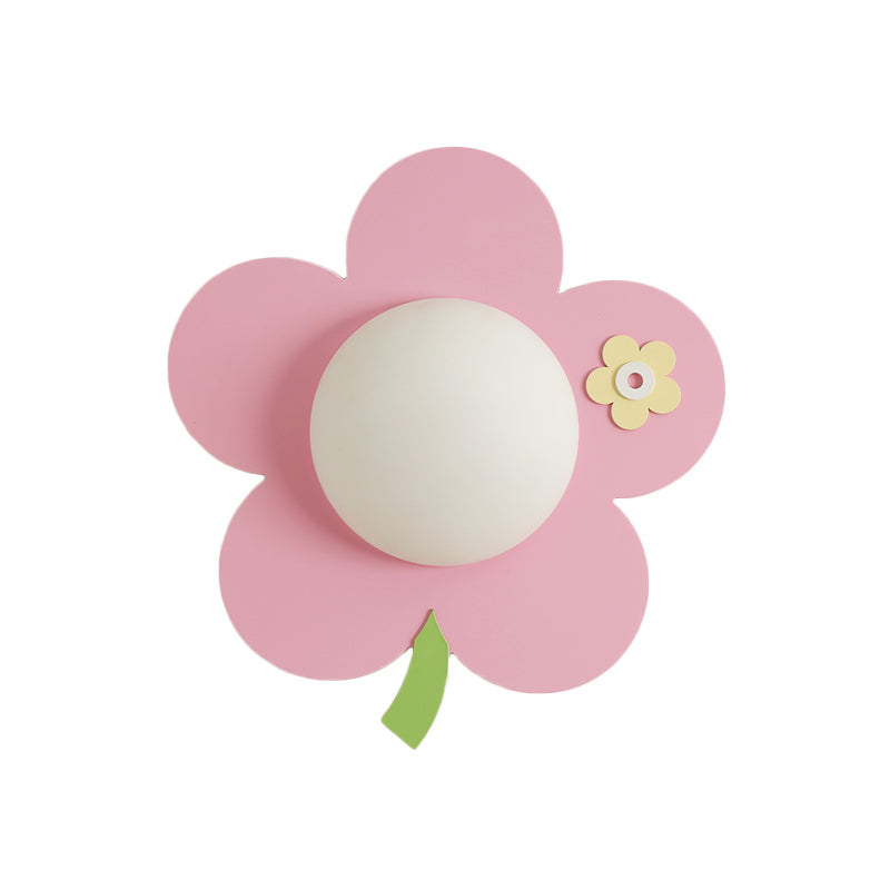 Skørter | Flower Wall Light Wall Lamp Cartoon Wood 1-Light Pink Finish LED Wall Mount Lamp Fixture