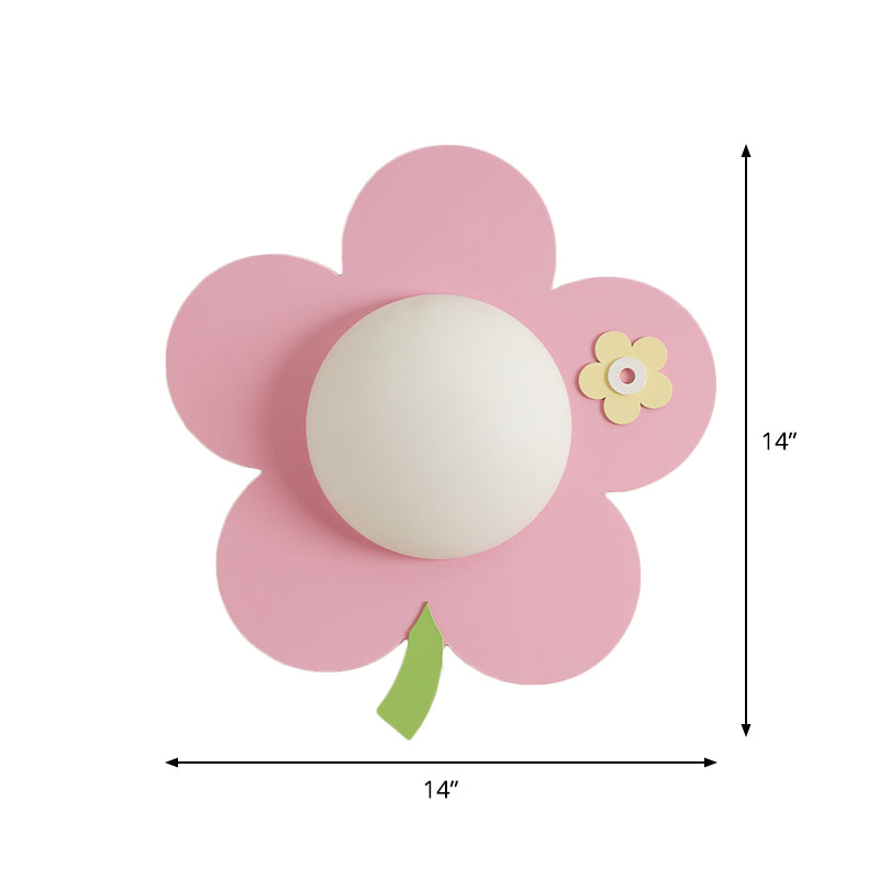 Skørter | Flower Wall Light Wall Lamp Cartoon Wood 1-Light Pink Finish LED Wall Mount Lamp Fixture