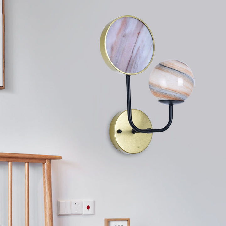Skørter | Black and Gold Round Wall Lighting Nordic Style 1 Light Moon Glass LED Wall Lamp