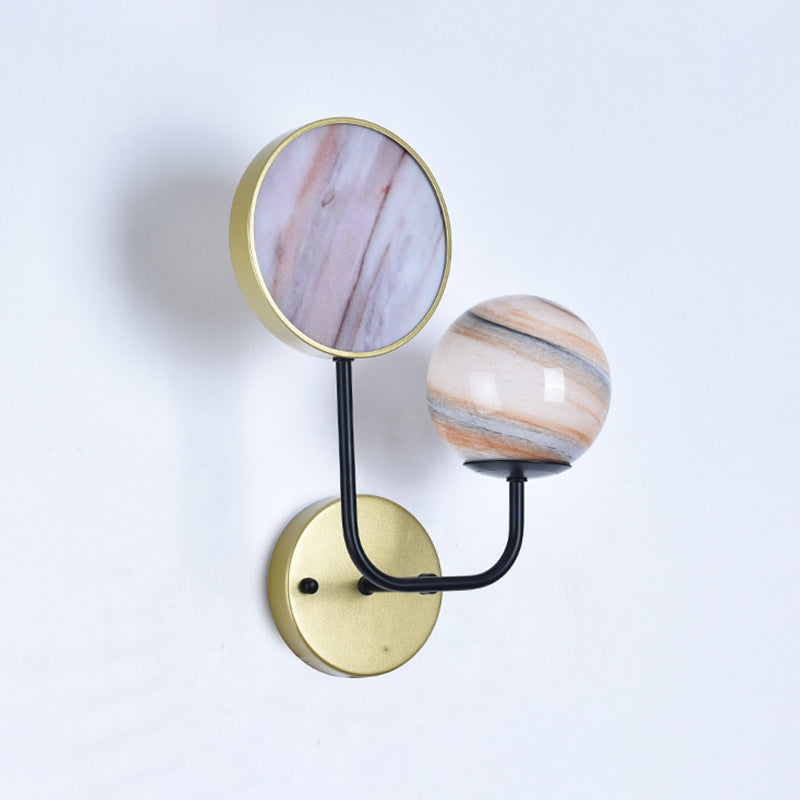 Skørter | Black and Gold Round Wall Lighting Nordic Style 1 Light Moon Glass LED Wall Lamp
