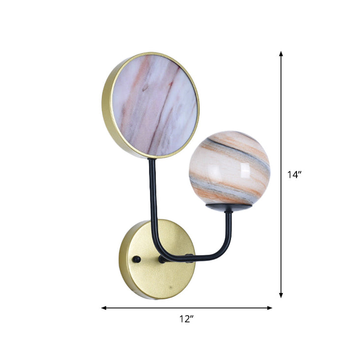Skørter | Black and Gold Round Wall Lighting Nordic Style 1 Light Moon Glass LED Wall Lamp