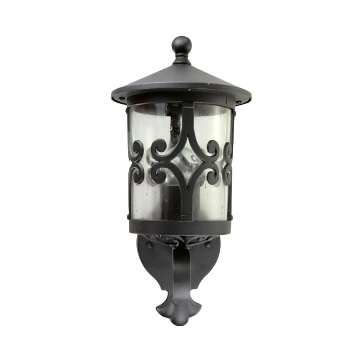 Skørter | Clear Glass black Wall-mounted lantern Single bulb Retro Wall lamp Fixture for Courtyard