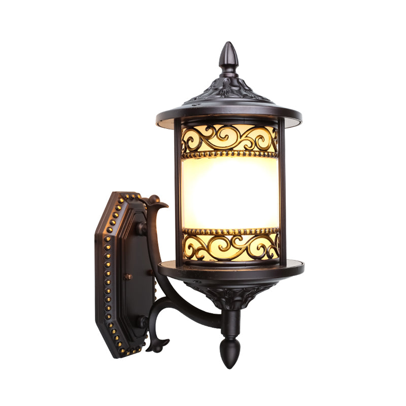 Skørter | Swoop Opal Glass Wall Light Country House Style Single Shade Garden Wall Light in Dark Coffee