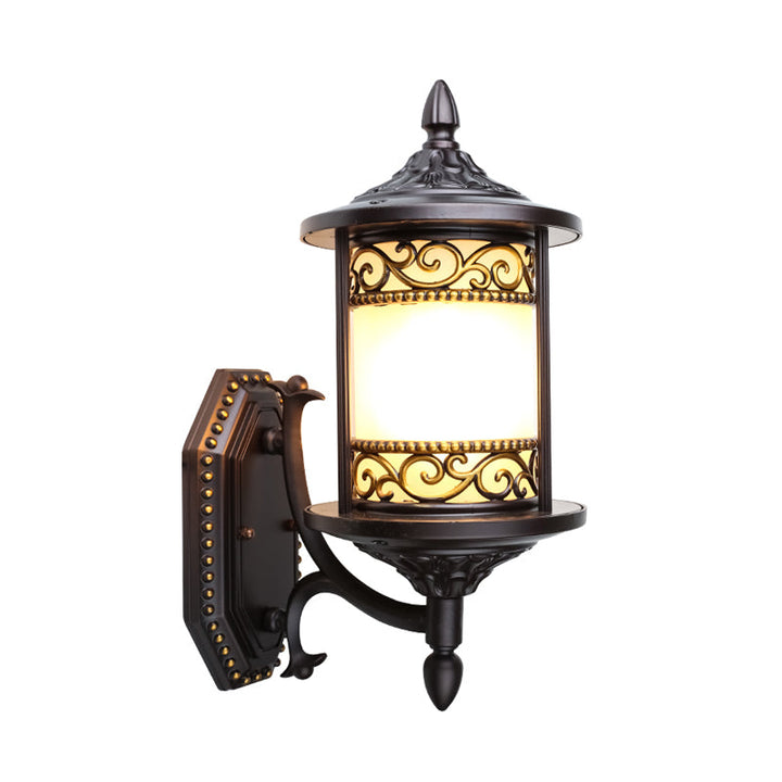 Skørter | Swoop Opal Glass Wall Light Country House Style Single Shade Garden Wall Light in Dark Coffee
