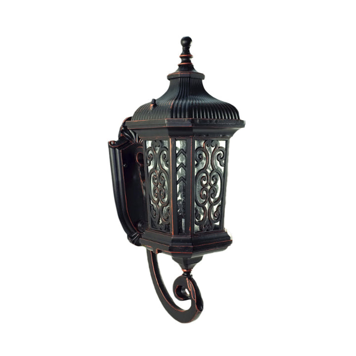 Skørter | Metal Black Wall Mounted Lighting Lantern Single Head Lodge Wall Lamp Fixture for Courtyard, Up/Down