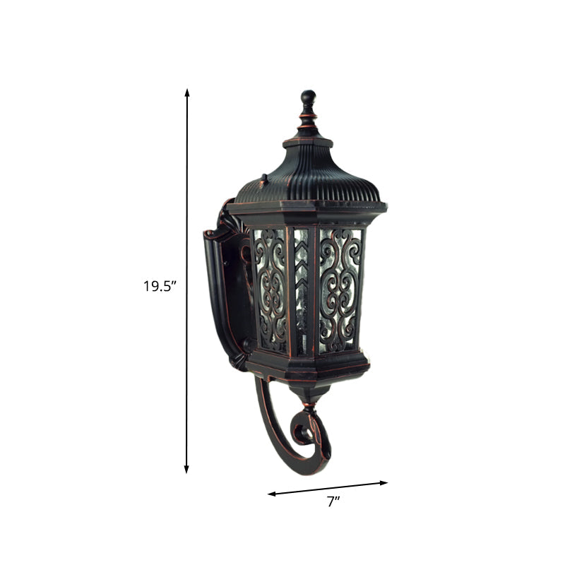 Skørter | Metal Black Wall Mounted Lighting Lantern Single Head Lodge Wall Lamp Fixture for Courtyard, Up/Down