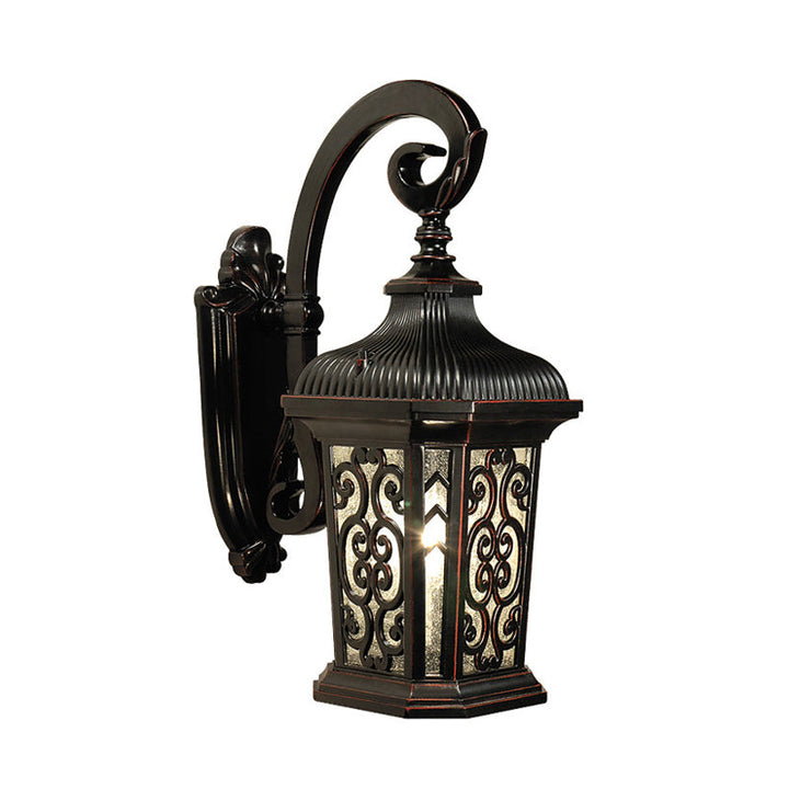 Skørter | Metal Black Wall Mounted Lighting Lantern Single Head Lodge Wall Lamp Fixture for Courtyard, Up/Down