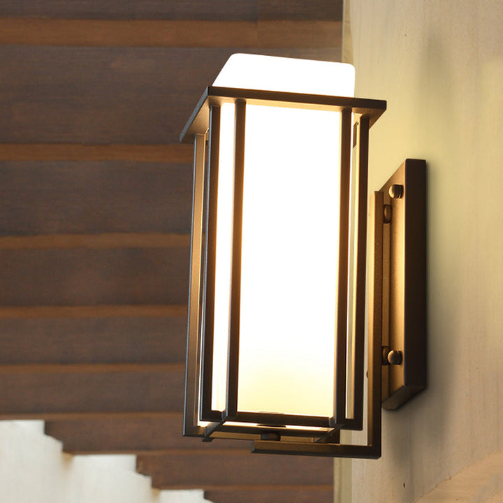 Skørter | Black 1 Bulb Wall Mounted Lamp Vintage Frosted Glass Rectangle Wall Lighting Ideas with Metal Frame