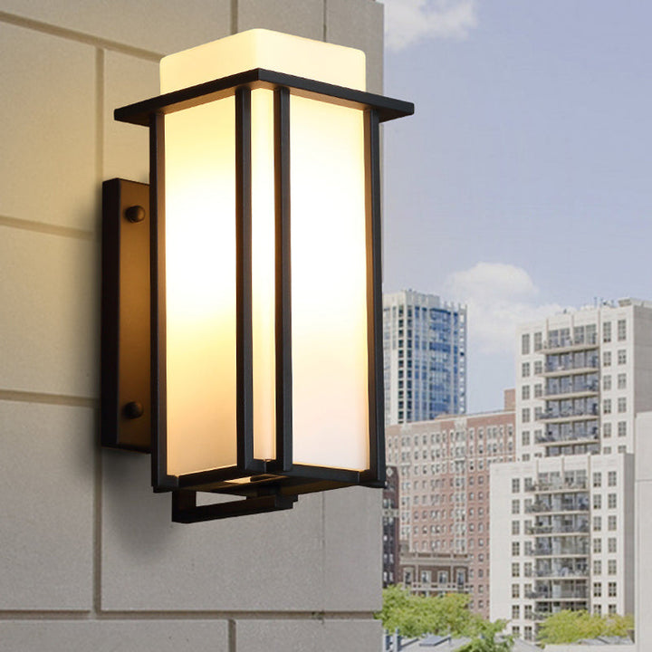 Skørter | Black 1 Bulb Wall Mounted Lamp Vintage Frosted Glass Rectangle Wall Lighting Ideas with Metal Frame