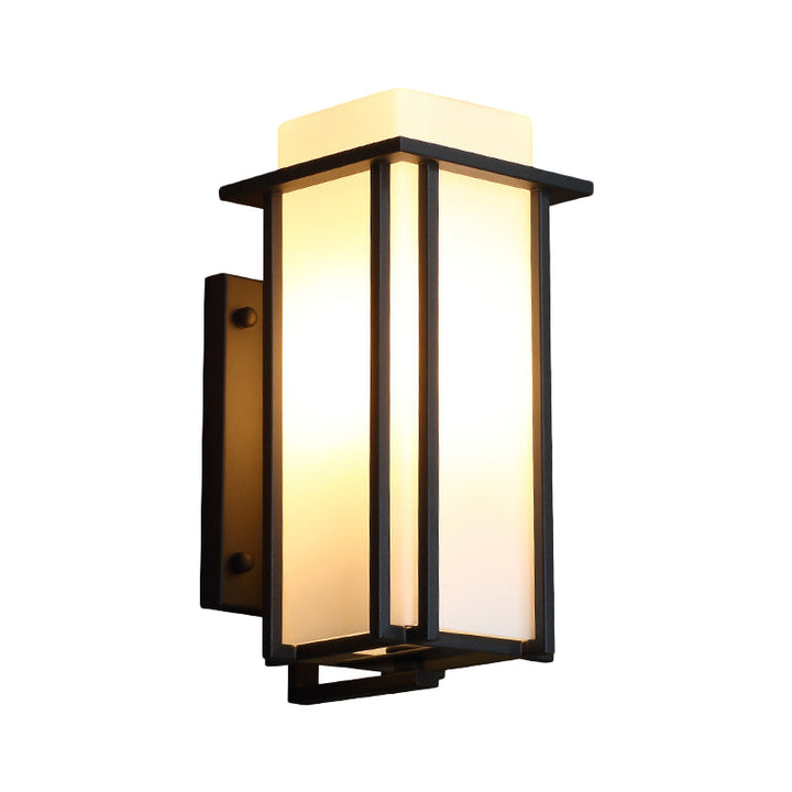 Skørter | Black 1 Bulb Wall Mounted Lamp Vintage Frosted Glass Rectangle Wall Lighting Ideas with Metal Frame