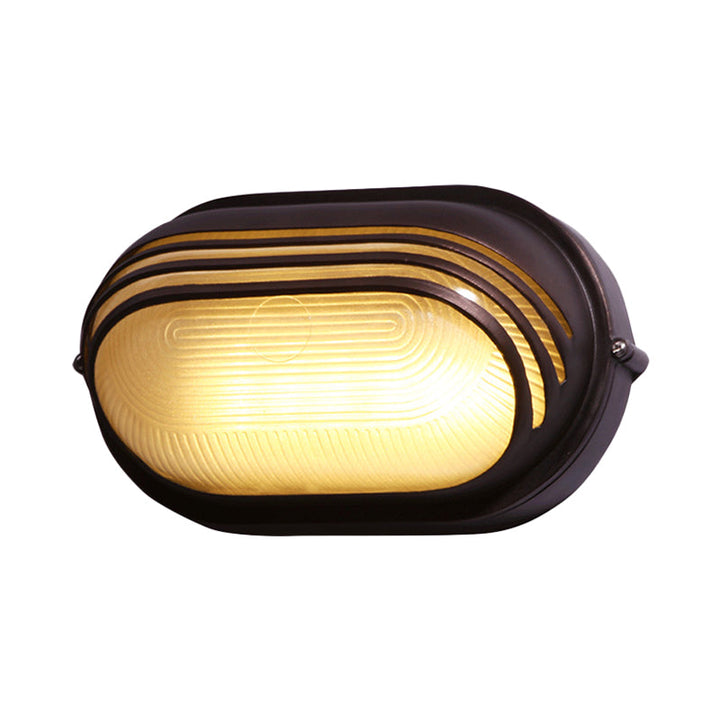 Skørter | Half-circle/oval wall-mounted flush farmhouse matte ribbed glass 1 light coffee wall lamp