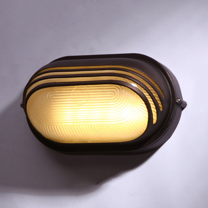 Skørter | Half-circle/oval wall-mounted flush farmhouse matte ribbed glass 1 light coffee wall lamp
