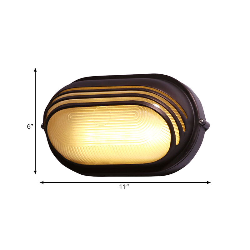 Skørter | Half-circle/oval wall-mounted flush farmhouse matte ribbed glass 1 light coffee wall lamp