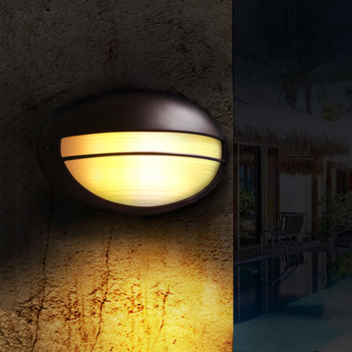 Skørter | Half-circle/oval wall-mounted flush farmhouse matte ribbed glass 1 light coffee wall lamp