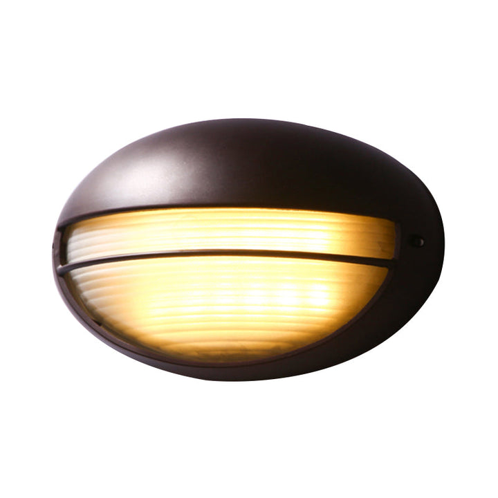 Skørter | Half-circle/oval wall-mounted flush farmhouse matte ribbed glass 1 light coffee wall lamp