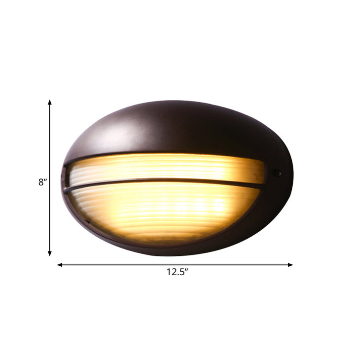Skørter | Half-circle/oval wall-mounted flush farmhouse matte ribbed glass 1 light coffee wall lamp