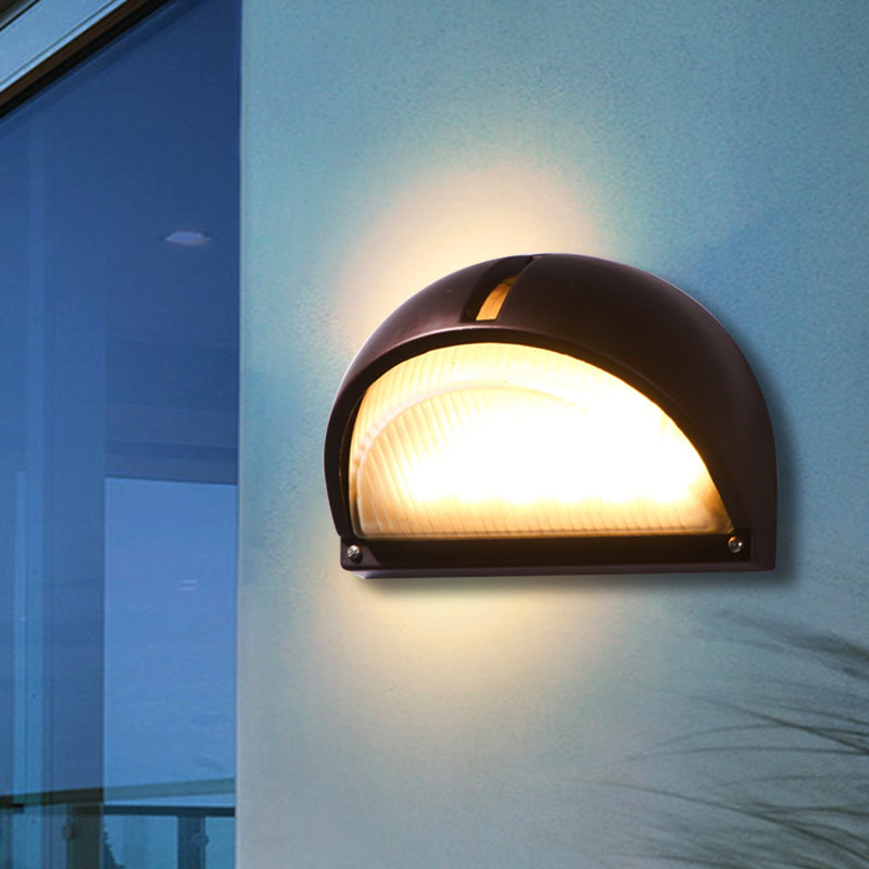 Skørter | Half-circle/oval wall-mounted flush farmhouse matte ribbed glass 1 light coffee wall lamp