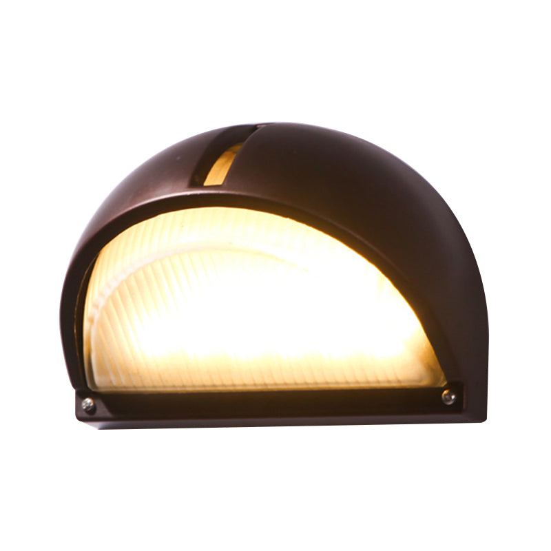 Skørter | Half-circle/oval wall-mounted flush farmhouse matte ribbed glass 1 light coffee wall lamp