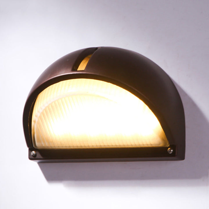 Skørter | Half-circle/oval wall-mounted flush farmhouse matte ribbed glass 1 light coffee wall lamp