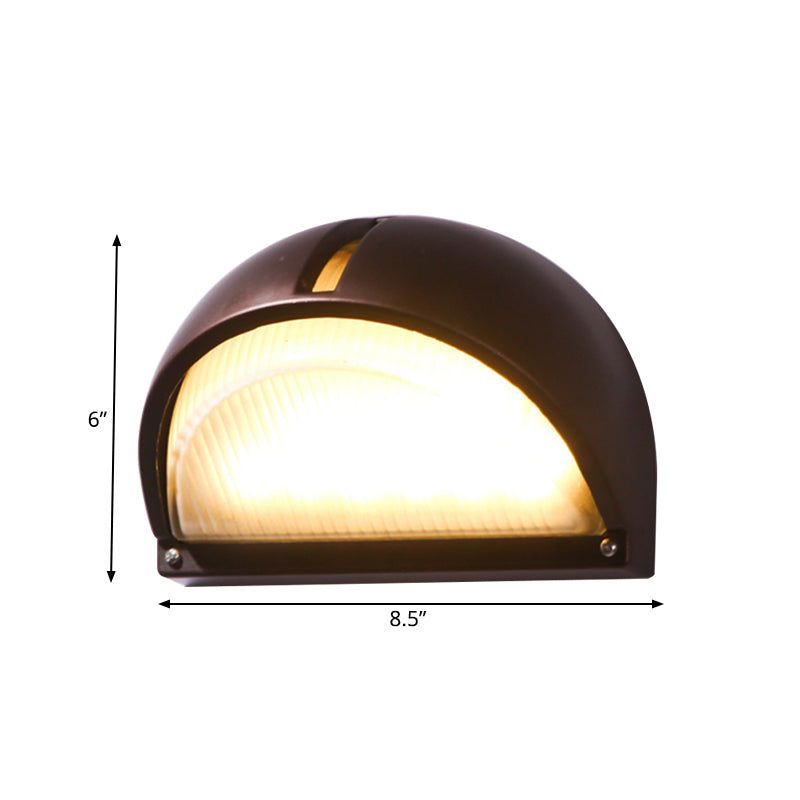 Skørter | Half-circle/oval wall-mounted flush farmhouse matte ribbed glass 1 light coffee wall lamp