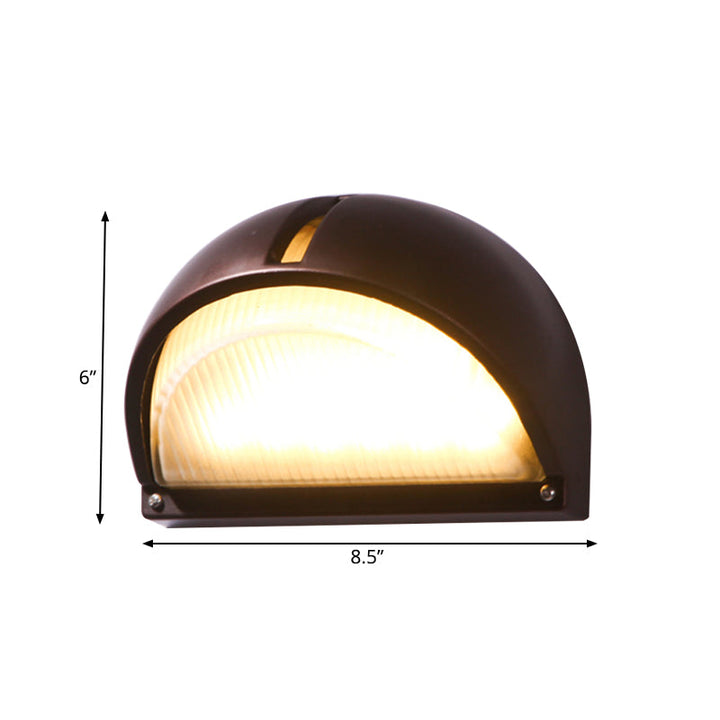 Skørter | Half-circle/oval wall-mounted flush farmhouse matte ribbed glass 1 light coffee wall lamp