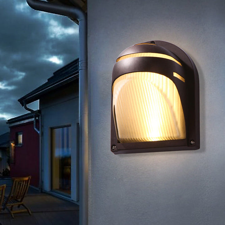 Skørter | Half-circle/oval wall-mounted flush farmhouse matte ribbed glass 1 light coffee wall lamp
