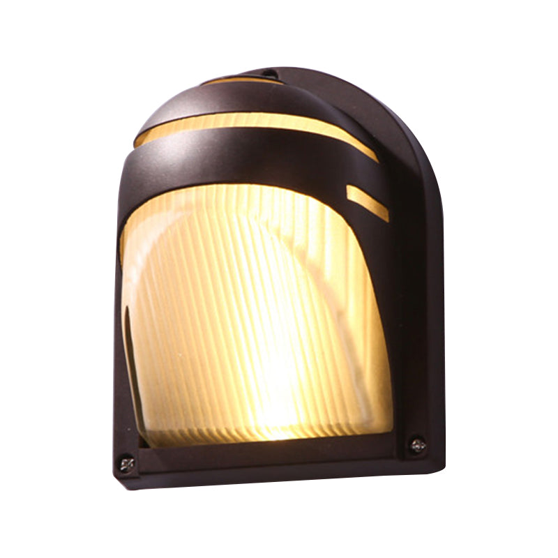 Skørter | Half-circle/oval wall-mounted flush farmhouse matte ribbed glass 1 light coffee wall lamp