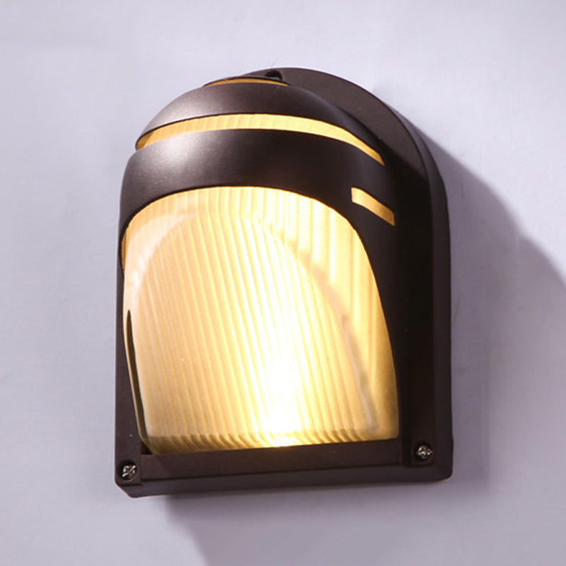 Skørter | Half-circle/oval wall-mounted flush farmhouse matte ribbed glass 1 light coffee wall lamp
