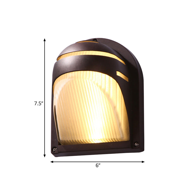 Skørter | Half-circle/oval wall-mounted flush farmhouse matte ribbed glass 1 light coffee wall lamp