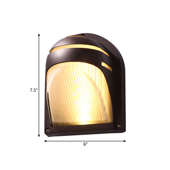 Skørter | Half-circle/oval wall-mounted flush farmhouse matte ribbed glass 1 light coffee wall lamp