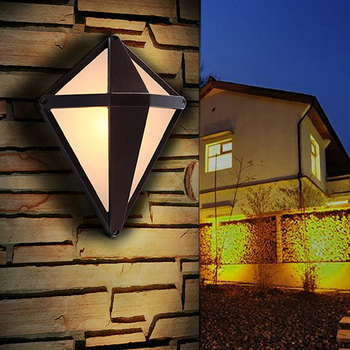 Skørter | Dark coffee diamond/elliptical wall lamp rustic opal glass 1-light balcony wall lighting fixture