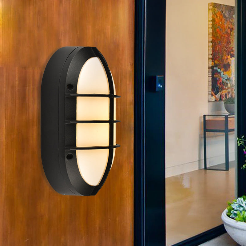 Skørter | 1 Light Wall Lamp Classic Style Elliptical Opal Glass Wall Mounted Lighting in Black with/without Frame