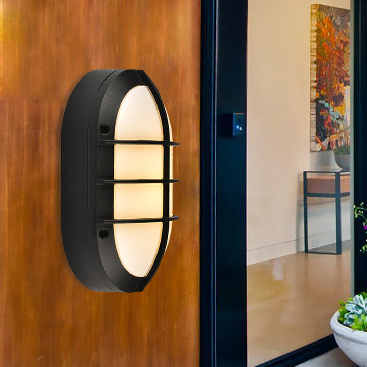 Skørter | 1 Light Wall Lamp Classic Style Elliptical Opal Glass Wall Mounted Lighting in Black with/without Frame