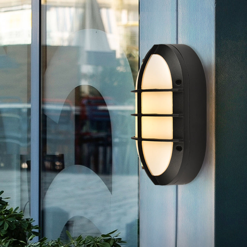 Skørter | 1 Light Wall Lamp Classic Style Elliptical Opal Glass Wall Mounted Lighting in Black with/without Frame