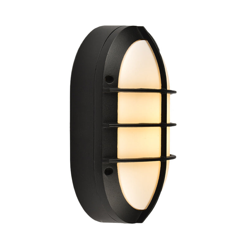 Skørter | 1 Light Wall Lamp Classic Style Elliptical Opal Glass Wall Mounted Lighting in Black with/without Frame