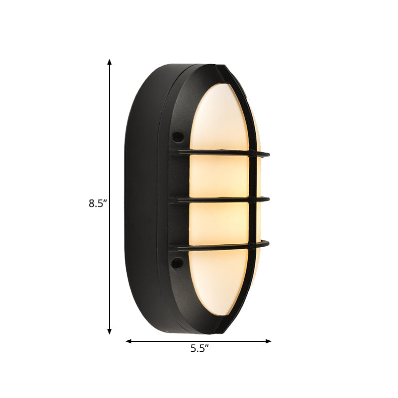 Skørter | 1 Light Wall Lamp Classic Style Elliptical Opal Glass Wall Mounted Lighting in Black with/without Frame