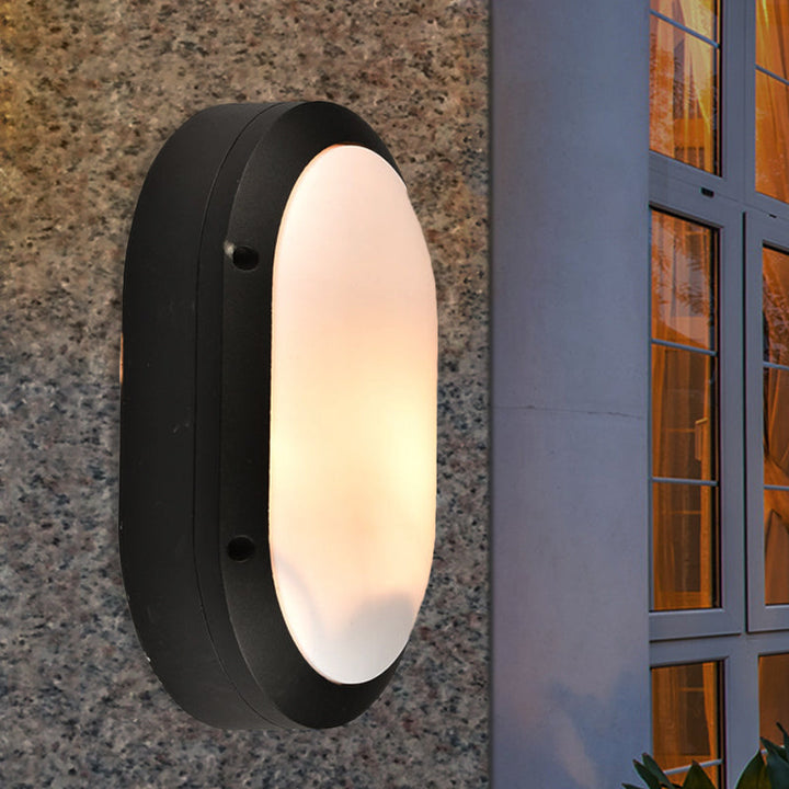 Skørter | 1 Light Wall Lamp Classic Style Elliptical Opal Glass Wall Mounted Lighting in Black with/without Frame
